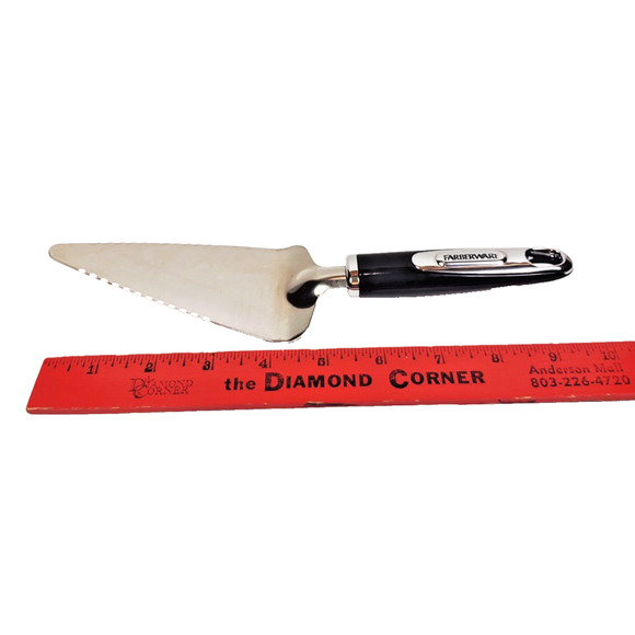 Faberware Chrome and Black Cake Pie Pizza Server Serrated Edge Hanging Hook - Picture 5 of 6